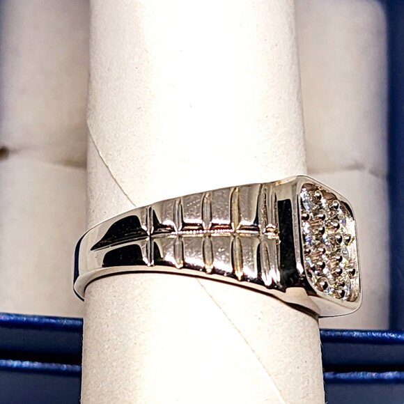 Men's Moissanite ring in Platinum over 925 Sterling Silver sz 12 1.00 ct - Picture 5 of 6